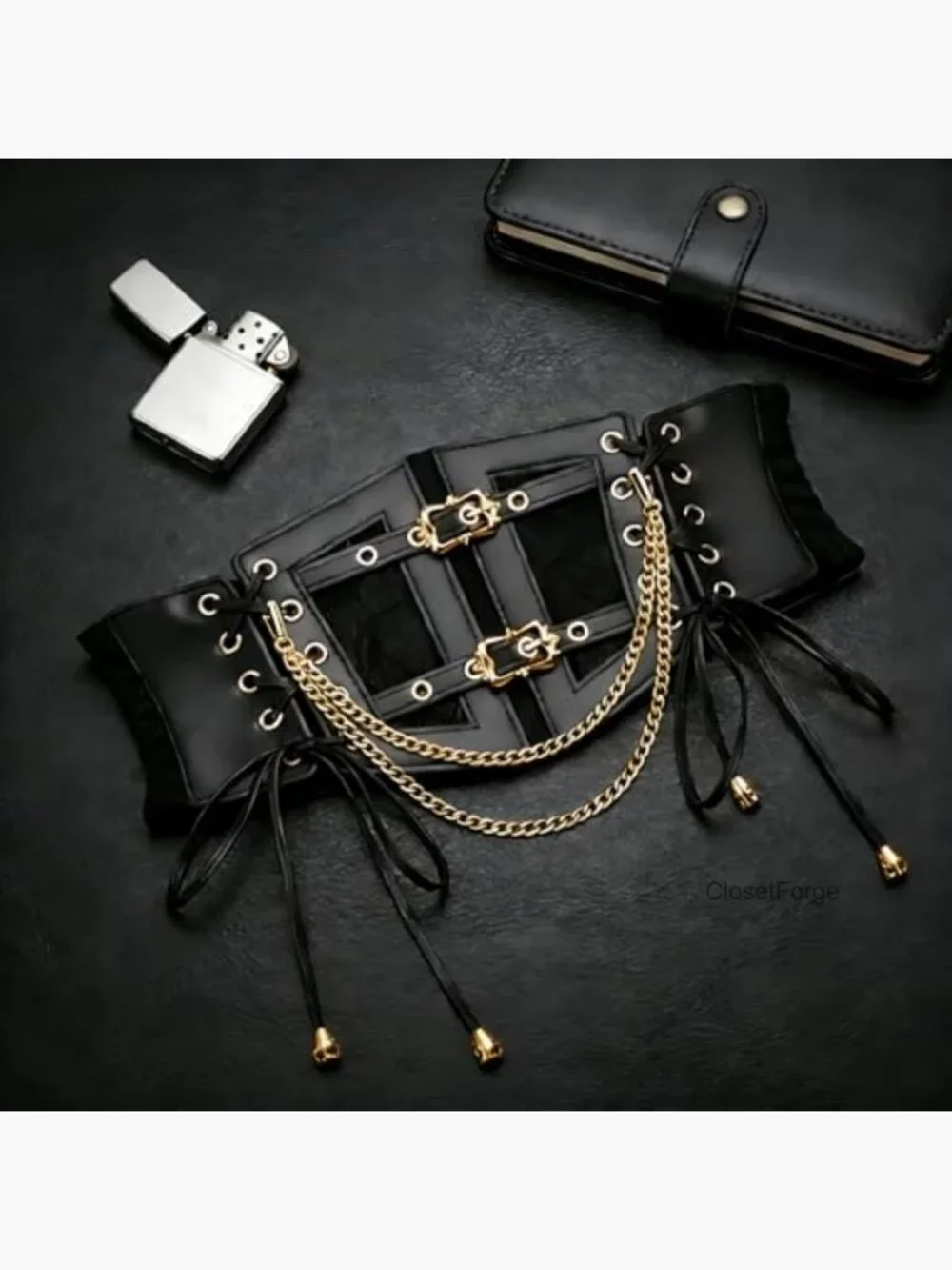Wide Lace-Up Corset Belt Women Faux Leather Waist Trainer Cosplay